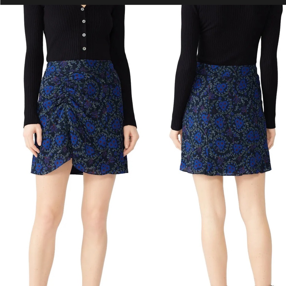 Derek Lam 10 Crosby Ruched Floral Silk Skirt
